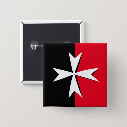 White Maltese Cross  Malta flag symbol  knights Button