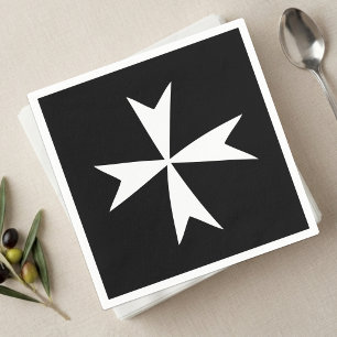 White Maltese Cross, Malta flag symbol / knights Napkins