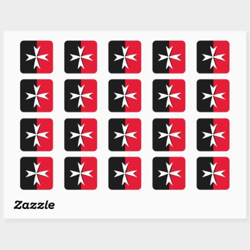 White Maltese Cross  Malta flag symbol  knights Square Sticker
