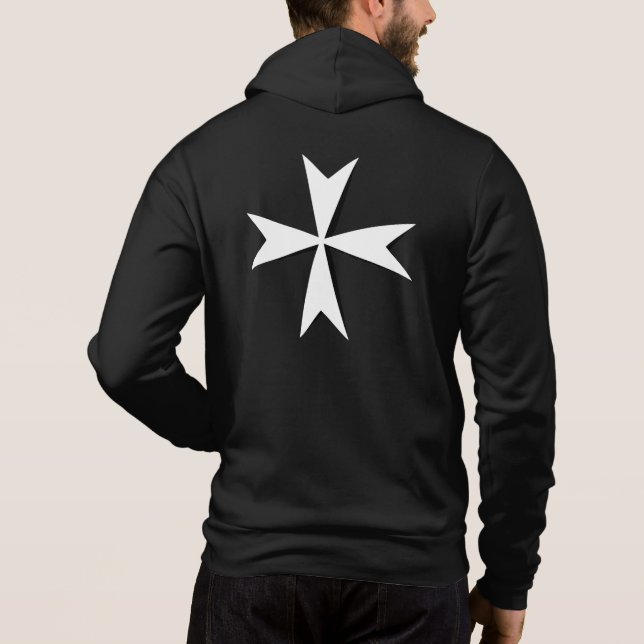 White Maltese Cross, St. John, Malta flag / symbol Hoodie (Back)