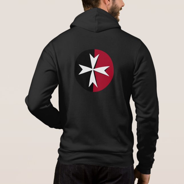 White Maltese Cross, St. John, Malta flag / symbol Hoodie (Back)