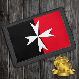 White Maltese Cross wallet, Malta flag fashion Tri-fold Wallet