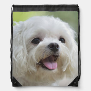 White Maltese Dog Drawstring Bag