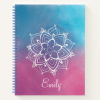 White Mandala and Colorful Spiral Notebook