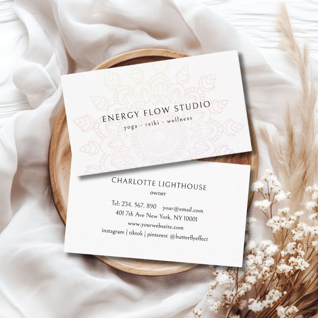 White Mandala  Business Card (White Mandala Business Cards)