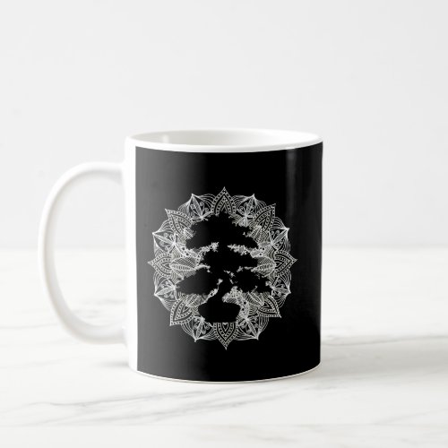 White Mandala Circle Bonsai Tree Coffee Mug