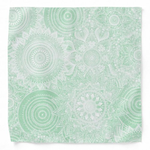 White Mandala Collection Green Design Bandana