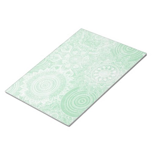 White Mandala Collection Green Design Notepad
