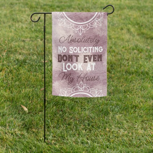 White Mandala  Dust Pink Absolutely No Soliciting Garden Flag