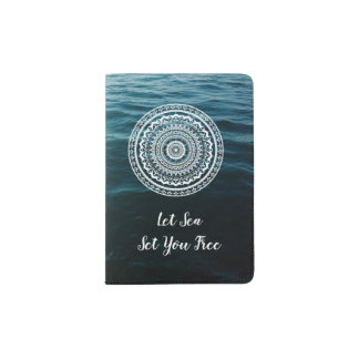 White Mandala Let the sea set you free Passport Holder