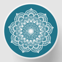 White Mandala on Blue Background
