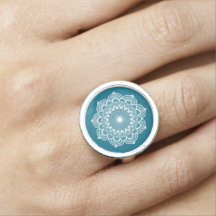 White Mandala on Blue Background