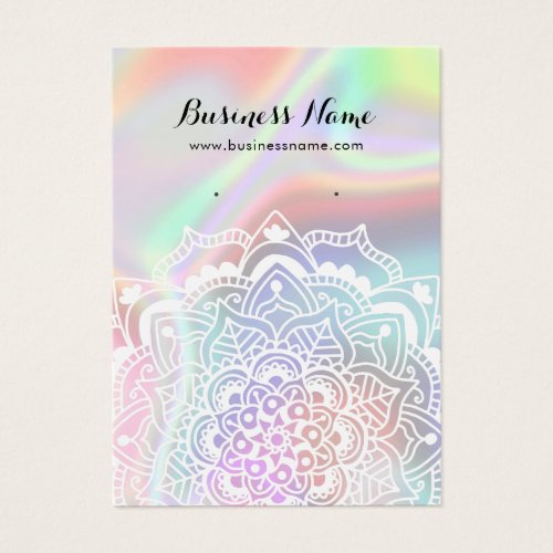 White Mandala on Holographic Display Earring Cards
