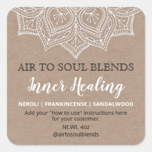 White Mandala On Kraft Blend Labels