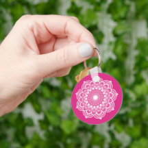 White Mandala on Pink Background