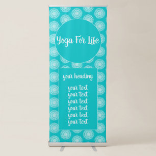 White Mandala On Turquoise Retractable Banner