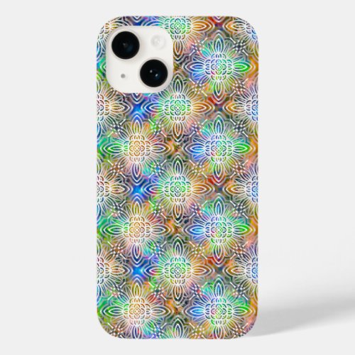 White Mandala Pattern Over Colorful Jewel Tones Case_Mate iPhone 14 Case