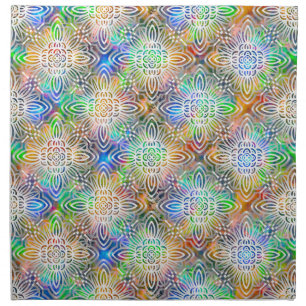 White Mandala Pattern Over Colorful Jewel Tones Cloth Napkin