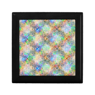 White Mandala Pattern Over Colorful Jewel Tones Gift Box