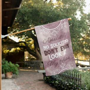 White Mandala & Pink Absolutely No Soliciting House Flag