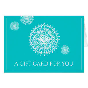 White Mandala Symbol Of Universe On Turquoise Cards