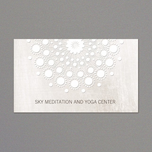 White Mandala Yoga and Meditation Instructor Business Card (Creator Uploaded)