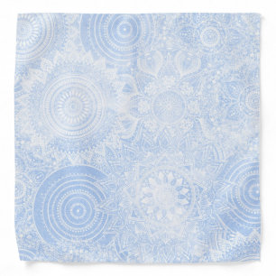 White mandalas Collection blue design Bandana