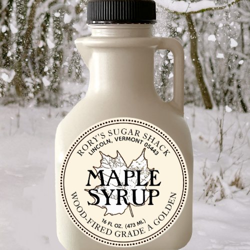 White Maple Leaf Maple Syrup Editable Label