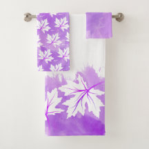 White maple leaf purple watercolor wash, monogram