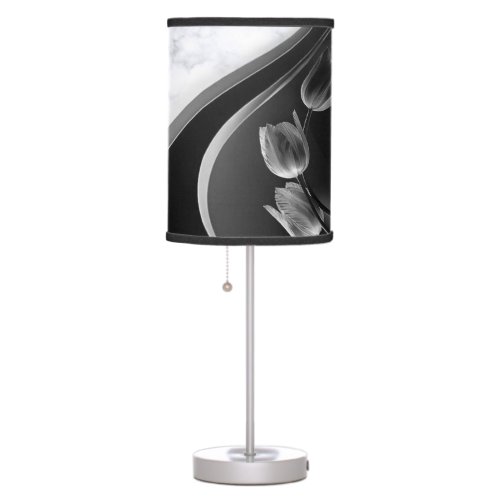 White Marble Abstract Tulips Table Lamp