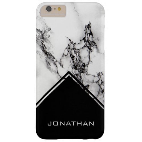 White Marble And Black Triangle Barely There iPhone 6 Plus Case