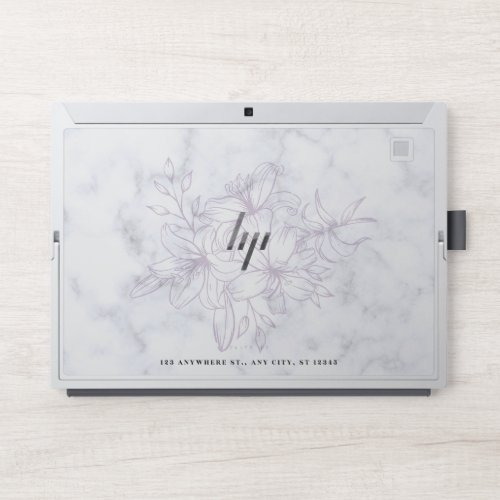 White Marble And Flower Glitter HP Elite Book HP Laptop Skin