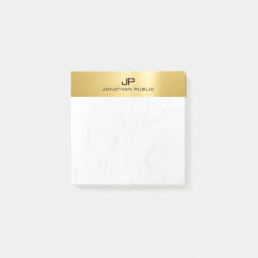 White Marble And Gold Elegant Simple Template Post-it Notes
