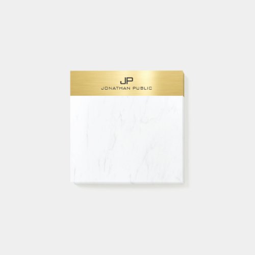 White Marble And Gold Elegant Simple Template Post_it Notes