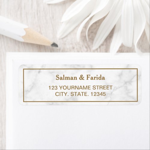 White Marble and Gold Return Address Label