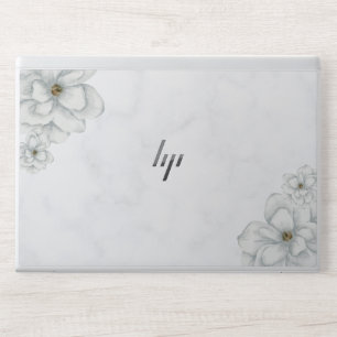 White Marble And Monsoon Flower HP Elite Book Laptop Skin