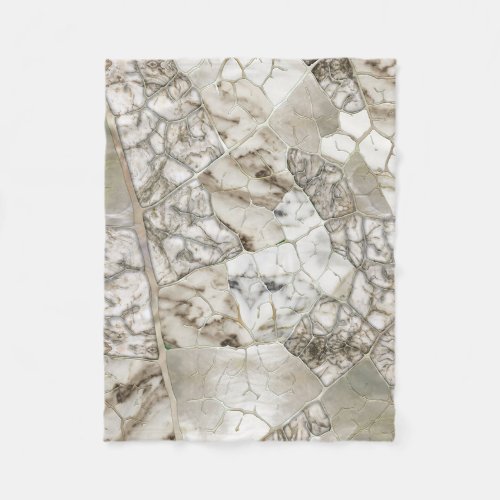 White Marble and Pearl Leaf structure Fleece Blanket