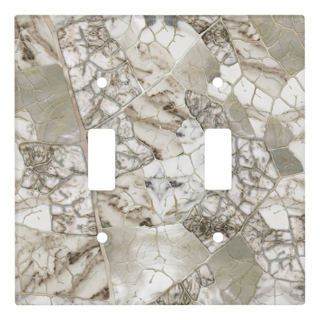 White Marble and Pearl Leaf structure Light Switch Cover (Front)