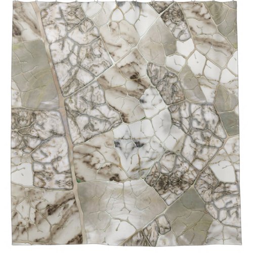 White Marble and Pearl Leaf structure Shower Curtain