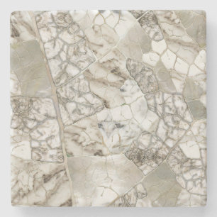 White Marble and Pearl Leaf structure Stone Coaster