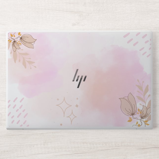 White Marble and Pink Glossy  HP Laptop Skin (Front)
