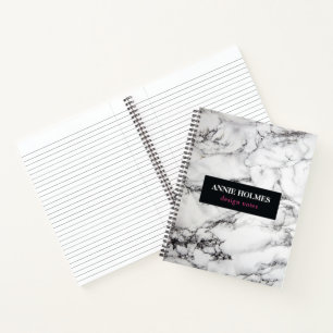 White Marble And Purple Frame Notebook