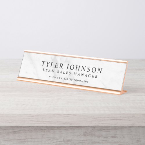 White Marble Backdrop Customized Desk Name Plate
