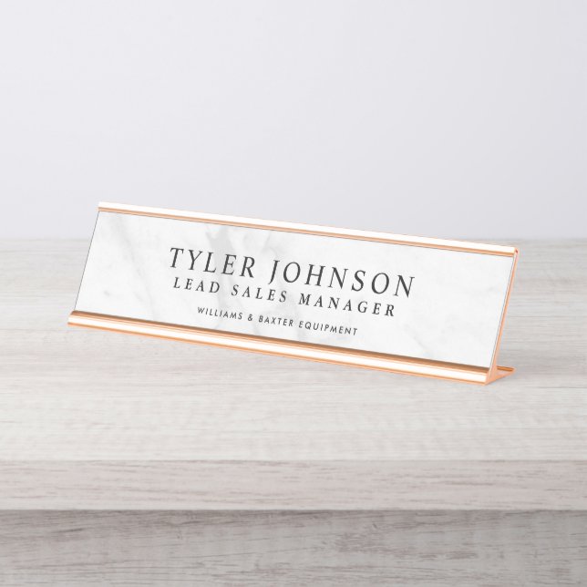 White Marble Backdrop Customized Desk Name Plate (Front)