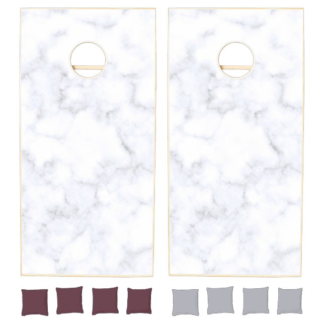 White Marble Background Cornhole Set (Set)