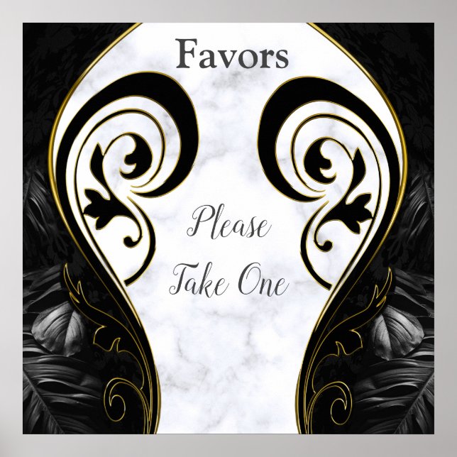 White Marble - Black Abstract Favors Poster (Front)