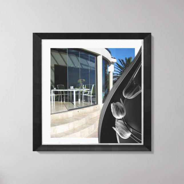 White Marble Black Abstract Tulips Canvas Print (Front)