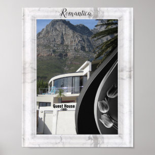 White Marble - Black Abstract Tulips Poster