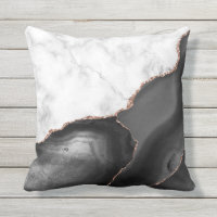White Marble Black Agate Rose Gold Faux Glitter