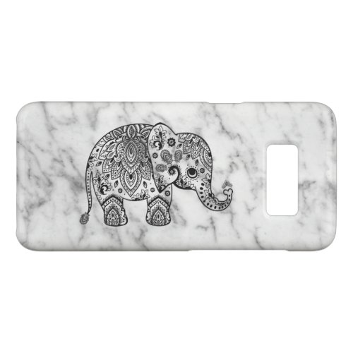 White Marble  Black Floral Paisley Elephant Case_Mate Samsung Galaxy S8 Case